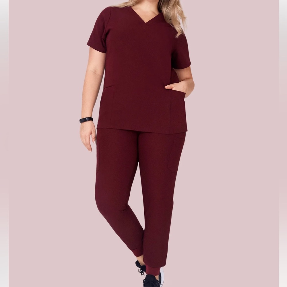 Women's Burgundy Mandala Scrub Pants and Top